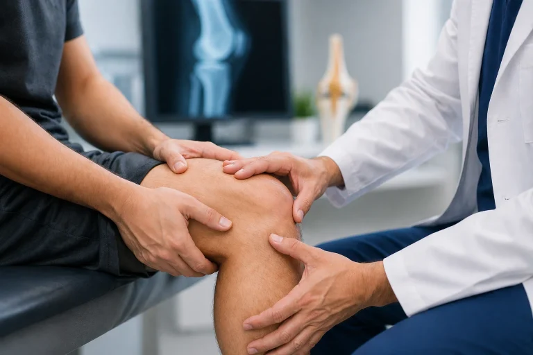Especialista de rodilla en Monterrey evaluando dolor de rodilla en consulta médica